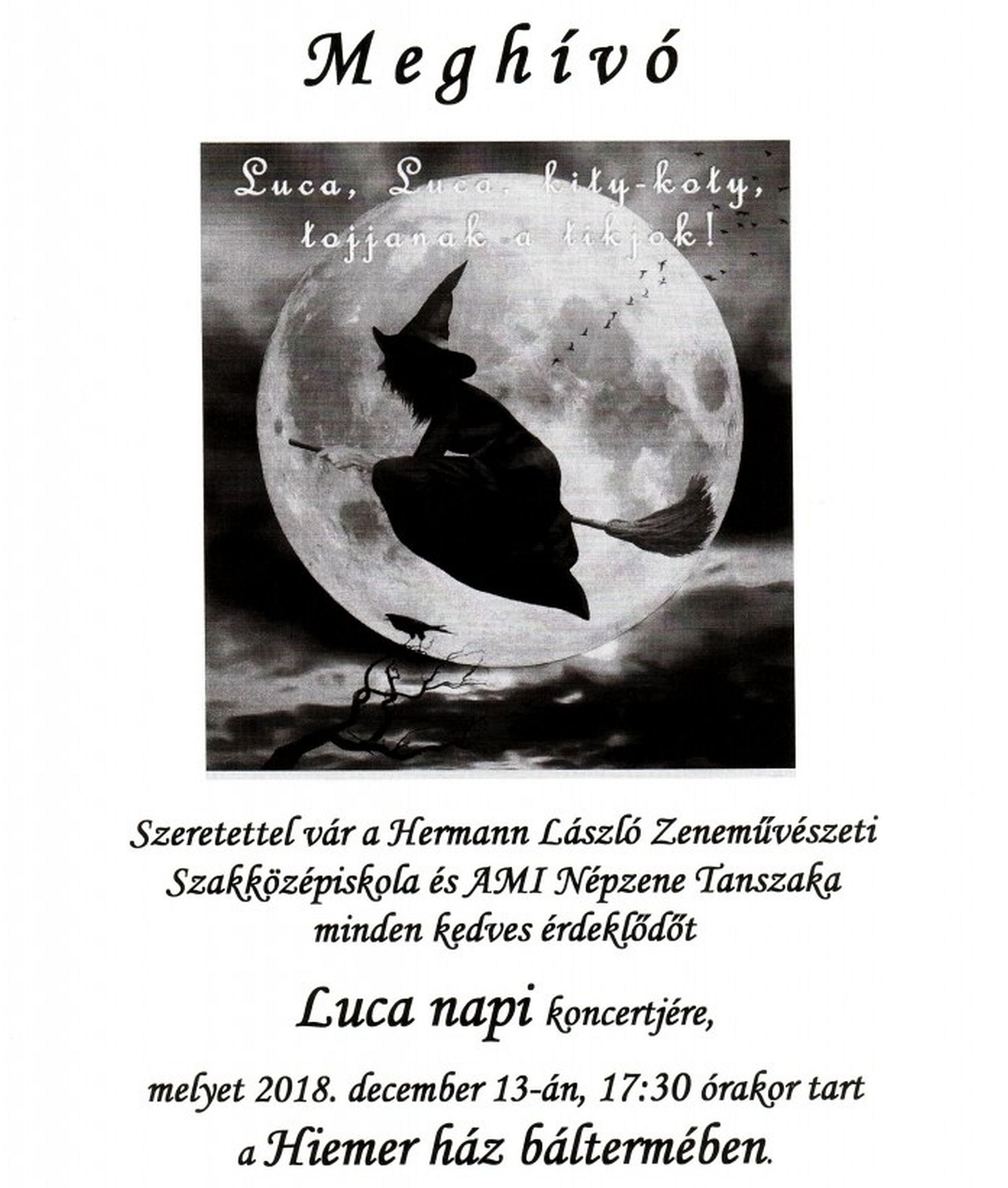 Luca-nap a Hiemer-házban - népszokásokat, dalokat elevenít fel a Népzene Tanszak